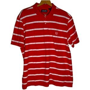 CHAPS POLO SHIRT, Red with white stripes Size XL